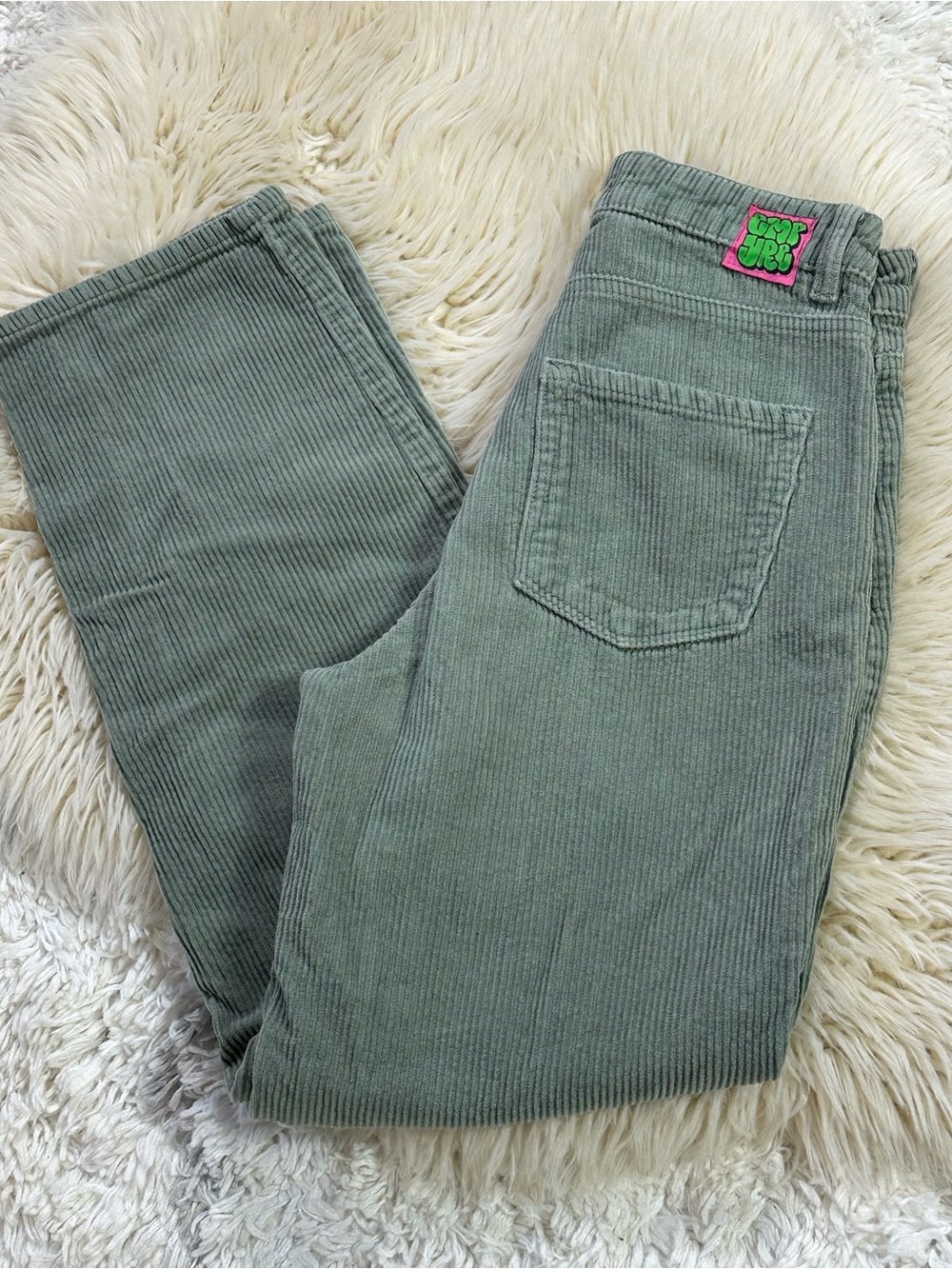 Empyre Straight-Leg Corduroy Jeans in Sage Green